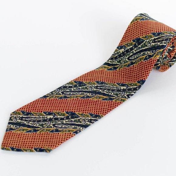 Faconnable Other - Faconnable Men's Designer Silk Neck Tie, Blue, Red, Yellow, Hand Made In France